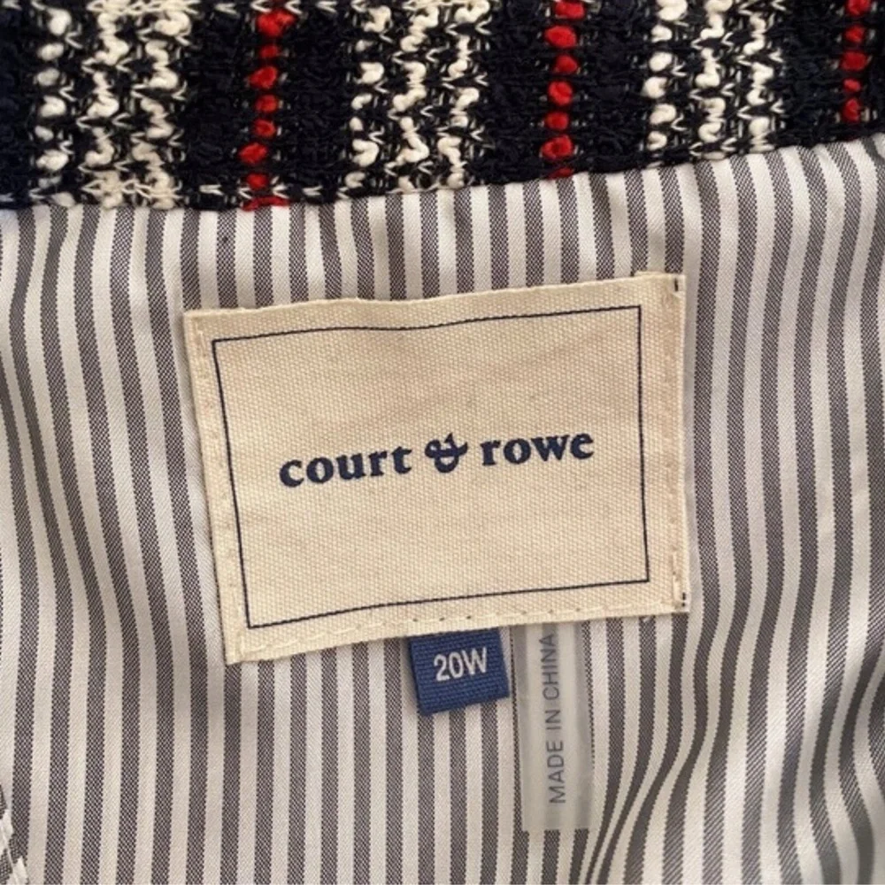 (60) NEW Court & Rowe Satin Trim Plaid Tweed Blazer Maritime Amour 20W Plus Size